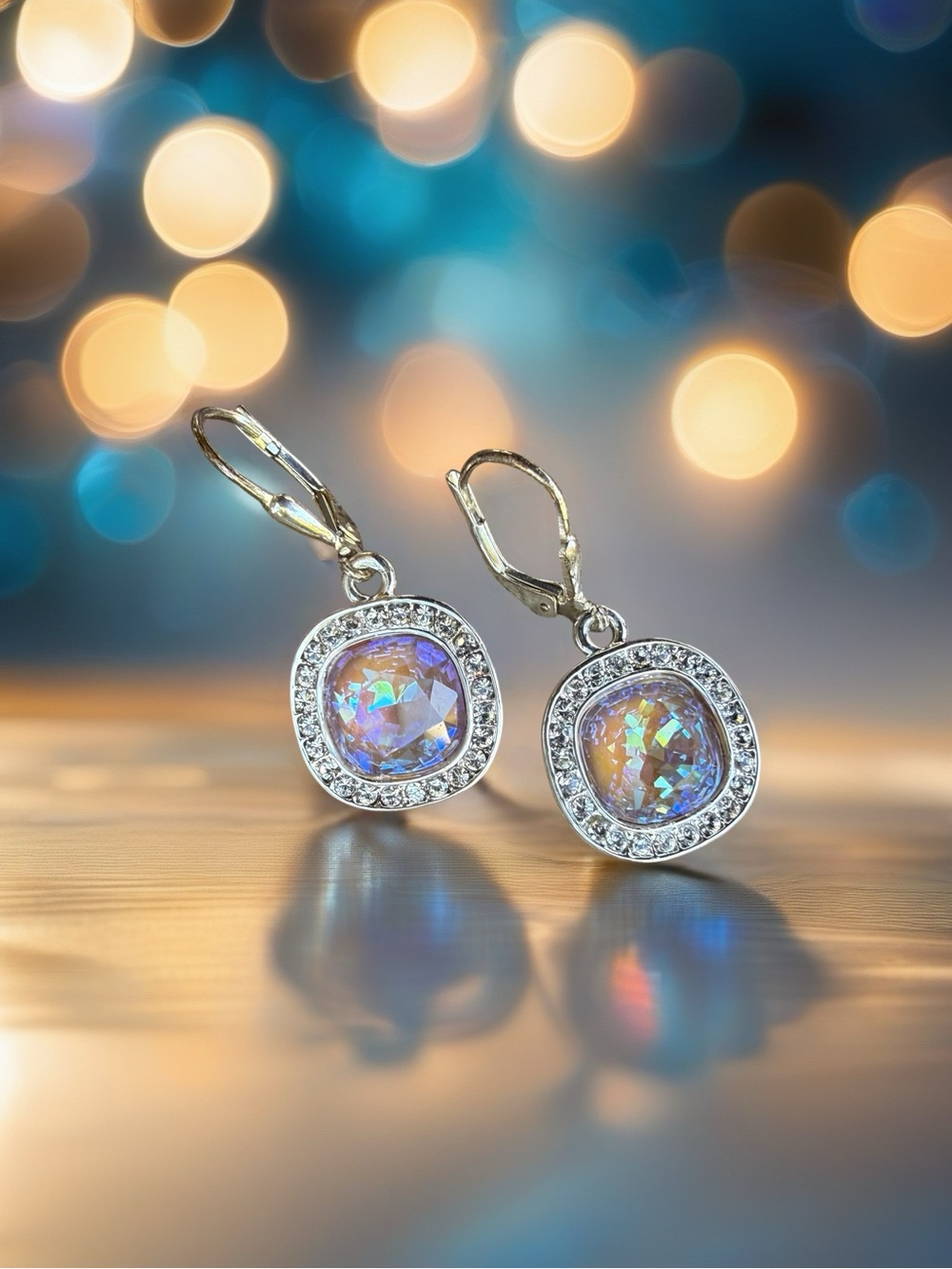 Handcrafted earrings with cappuccino color Swarovski crystal - Picture 2 of 6